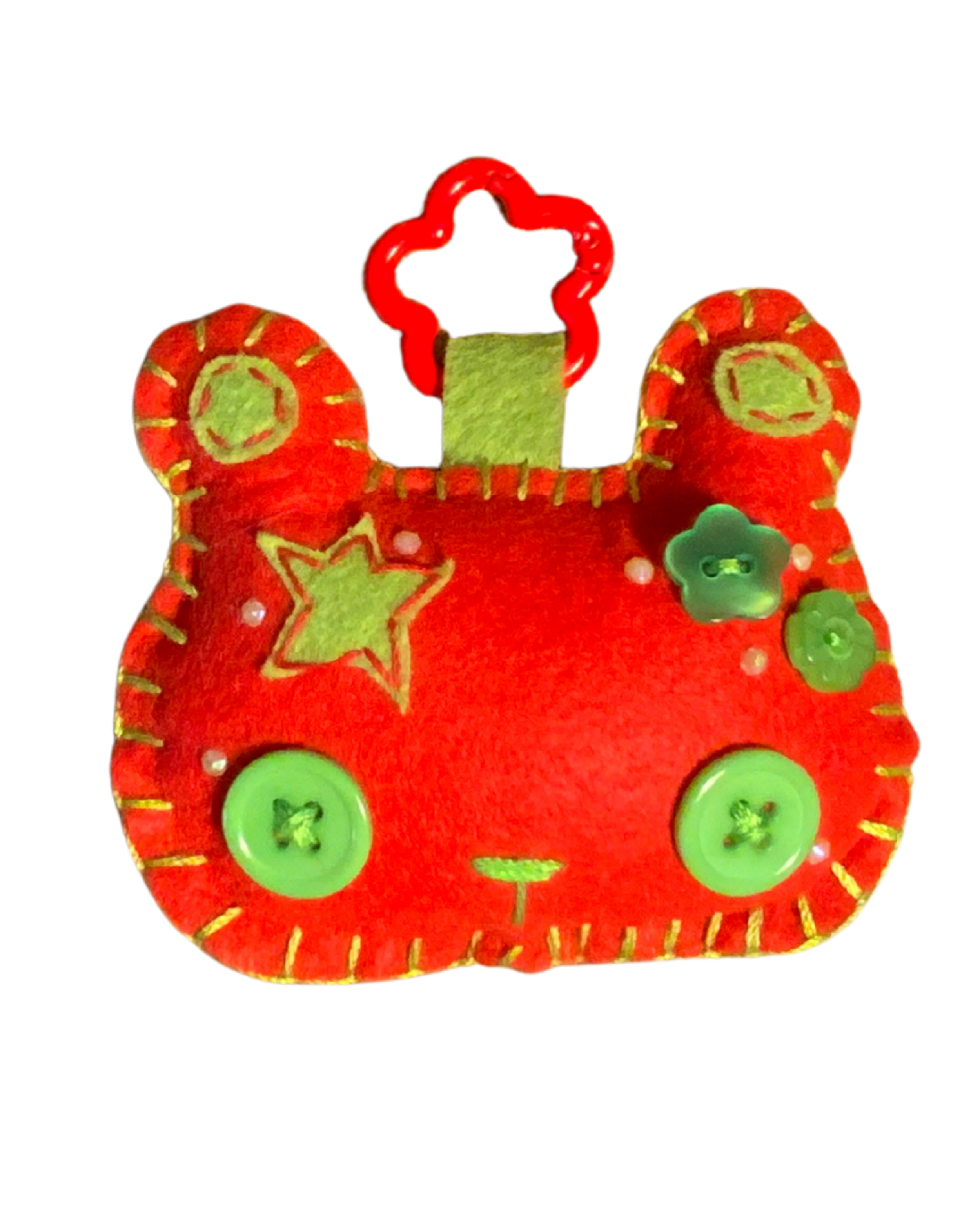Bear Uncrustable Baby Keychain - Red & Lime