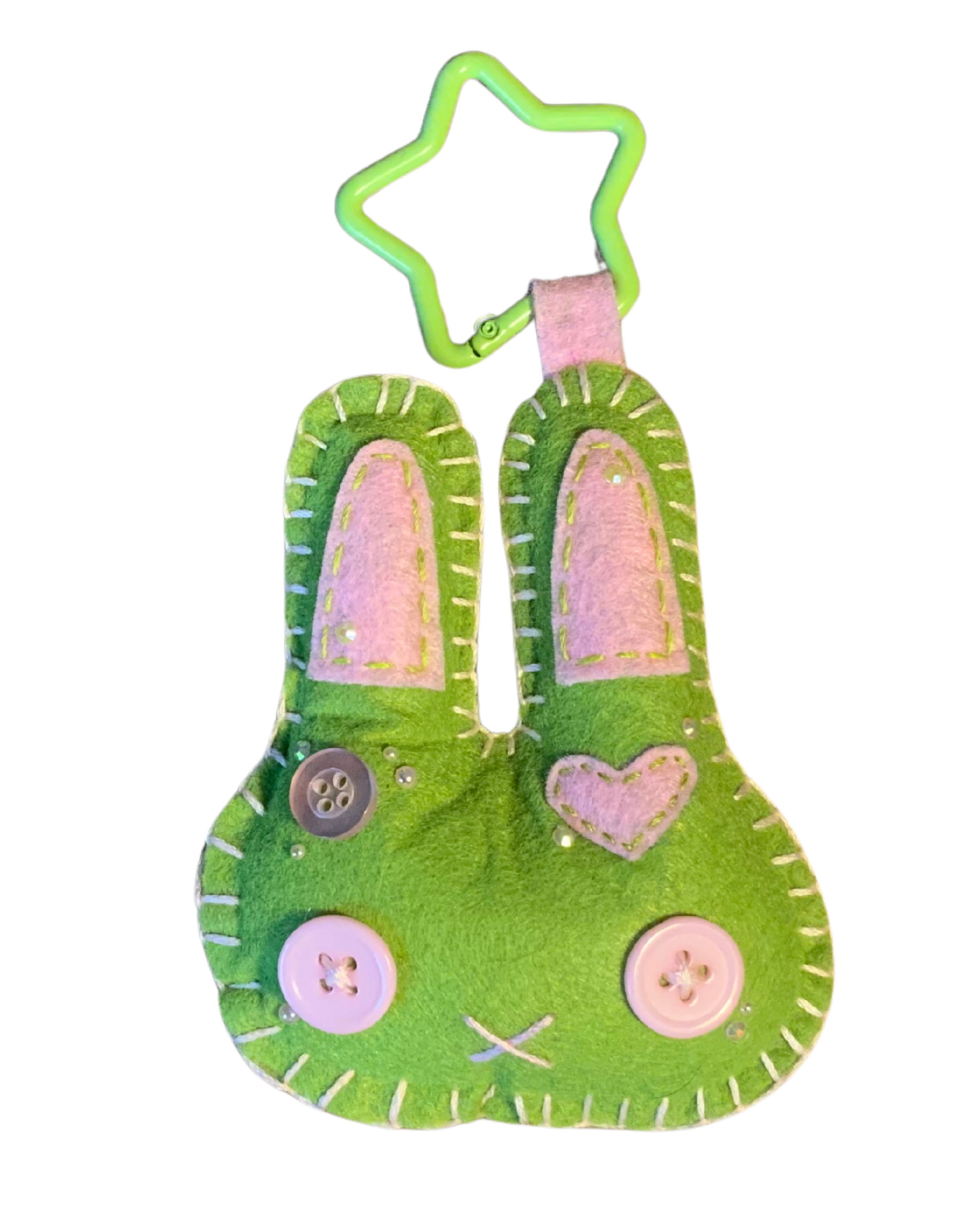 Bunny Uncrustable Baby Keychain - Lime & Pink