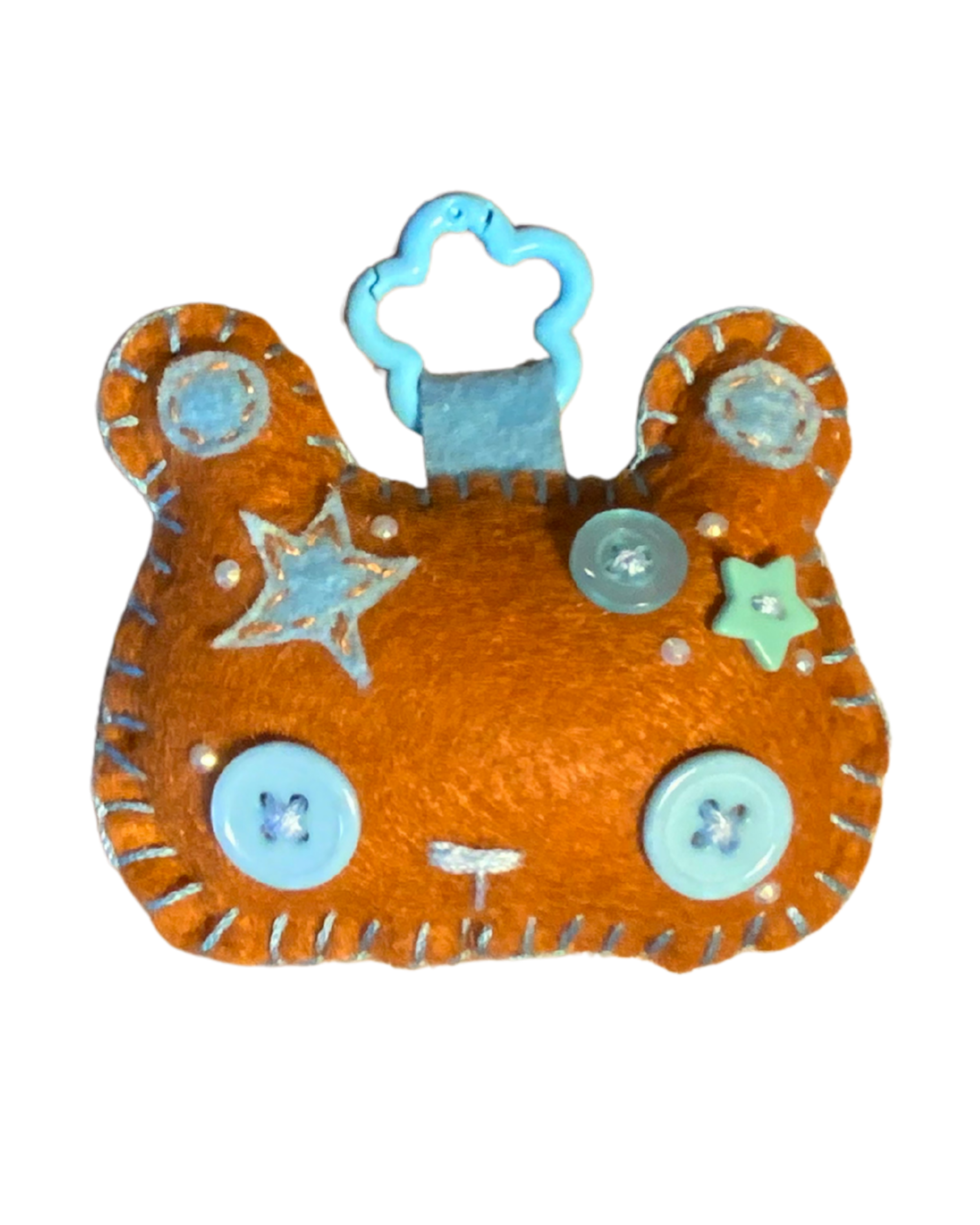Bear Uncrustable Baby Keychain - Tan & Light Blue