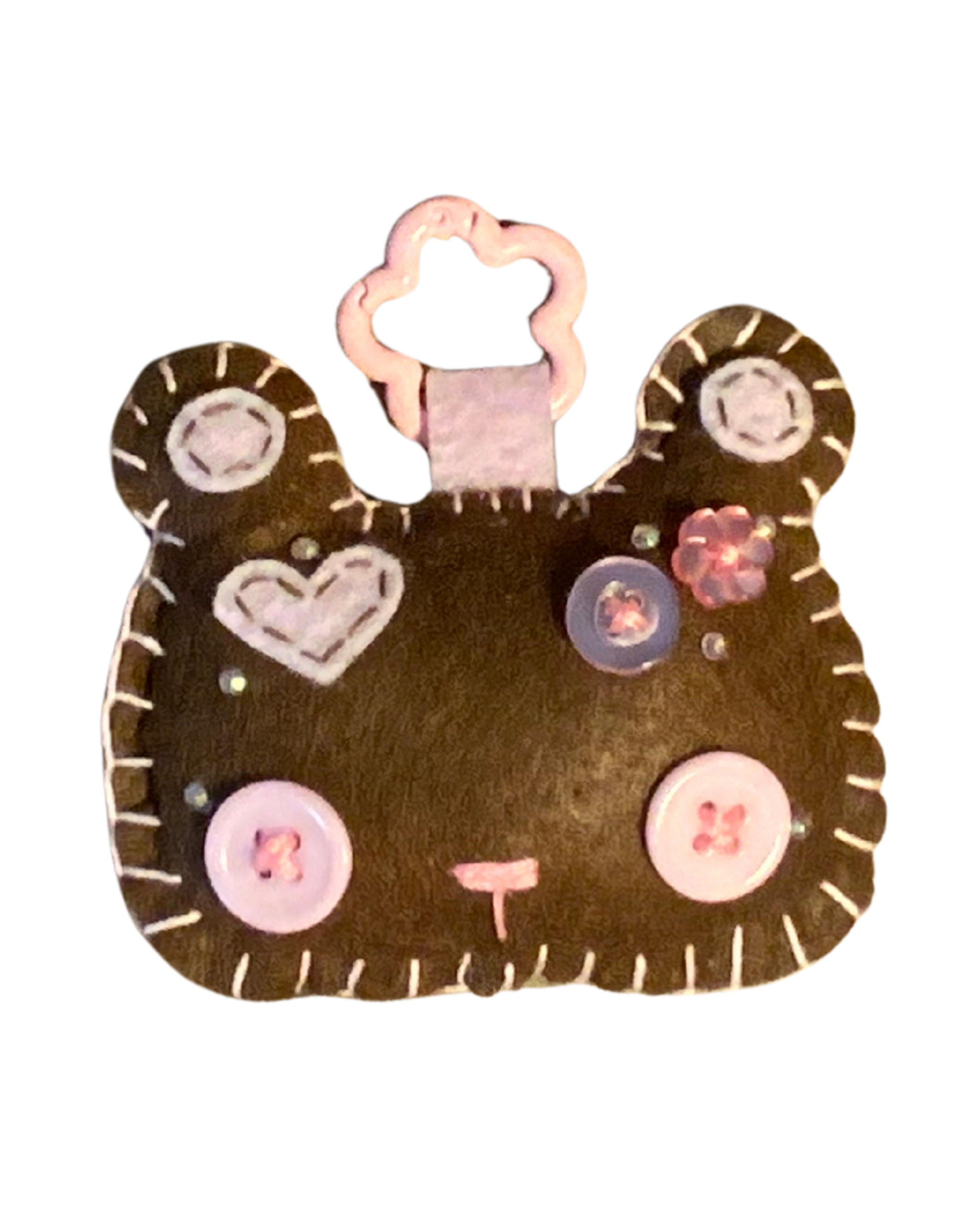 Bear Uncrustable Baby Keychain - Brown & Light Pink