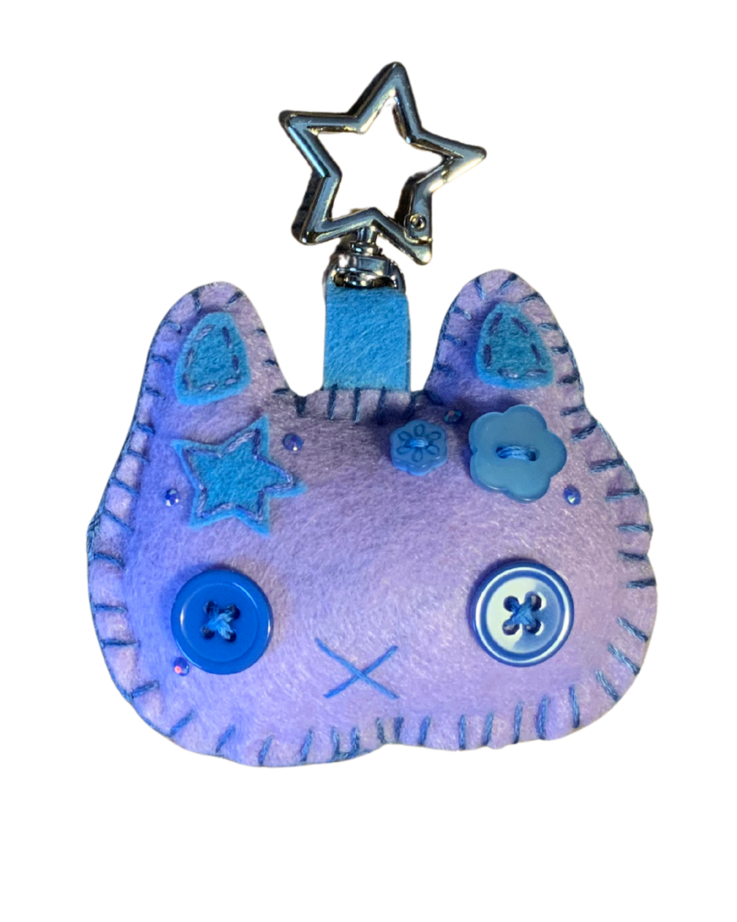 Cat Uncrustable Baby Keychain - Lilac & Light Blue