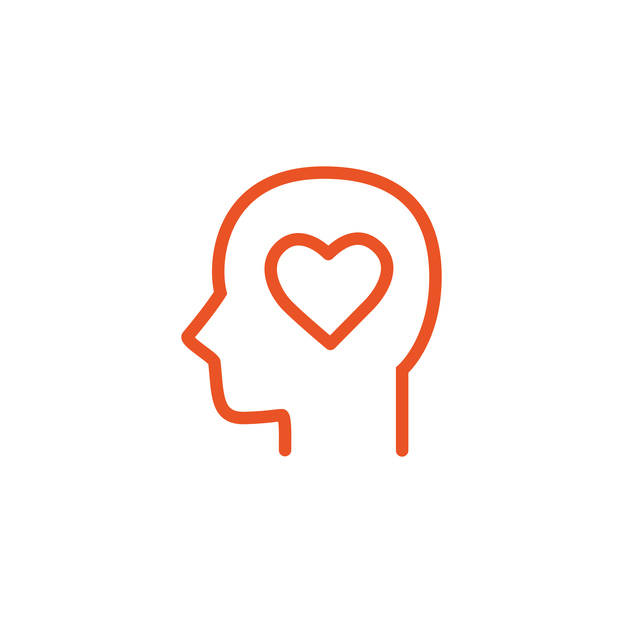 Illustration of a person's head with a heart overlapped in a minimalist style.