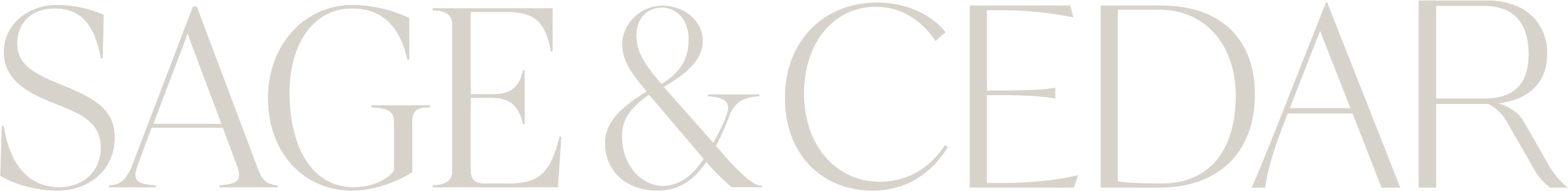 Close-up of white text reading "SAGE & CEDAR" on a dark background.