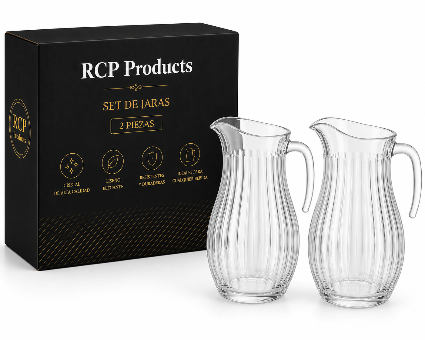 Set de Jarras de Cristal – 2 Piezas para Agua, Jugos y Bebidas