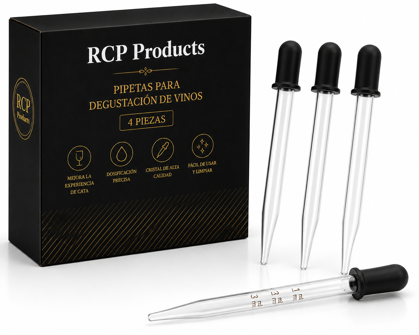 Pipetas para Degustación de Vino – Set de 4 Dosificadores de Precisión
