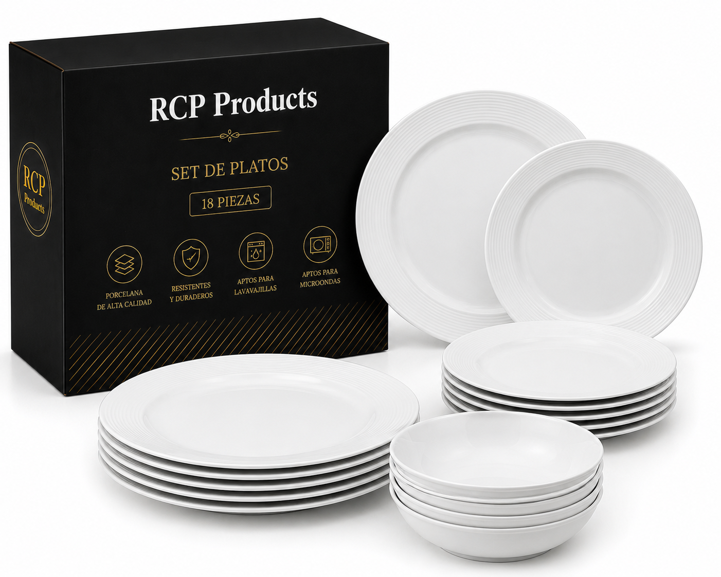 Vajilla de Porcelana – Set de Platos 18 Piezas para Uso Diario o Eventos