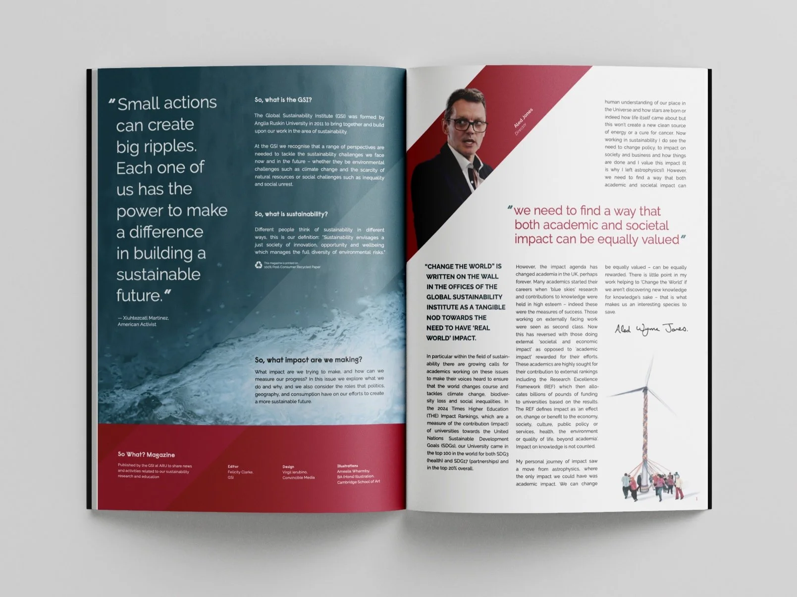 My role was to create editorial illustrations for a set number of articles, working closely with the manager of the GSI and the graphic Designer to create images that felt representative to the vision of the authors articles and to the magazines bran