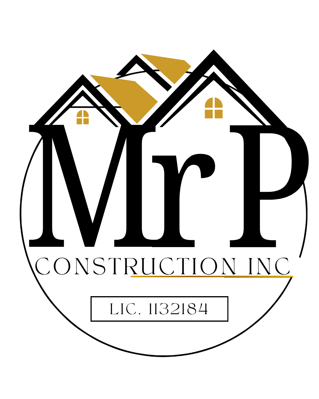 Stylized black house with gold windows and roof.
