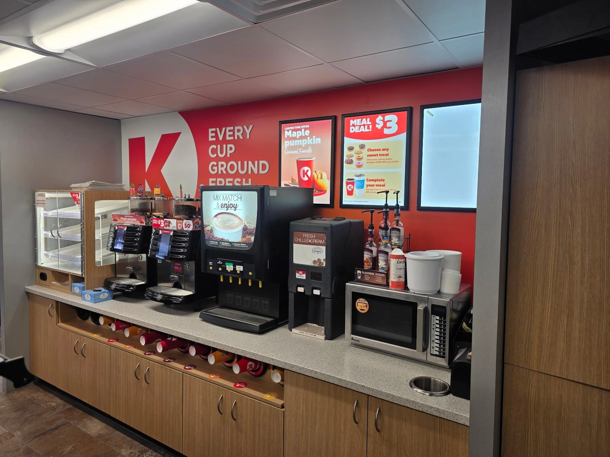 Circle K Seneca Falls- We hope you are enjoying your recent renovation! 

New floor tile, ACT ceilings, paint, check out counter, coffee and Polar Pop Soda cabinetry (along with all new equipment!) and the outside received some paint upgrades! 

Fun 