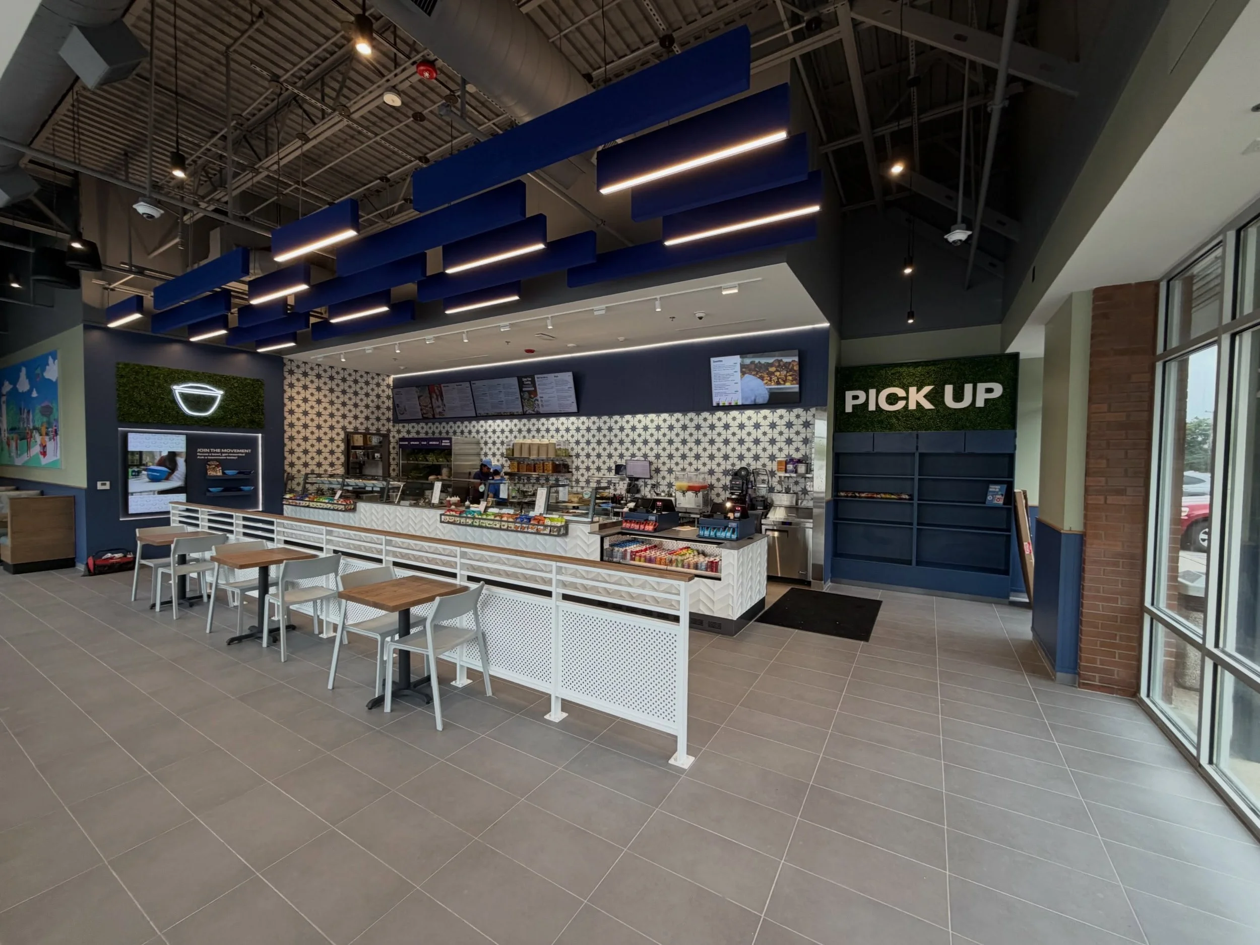 Just Salad: Willow Grove, PA opens today!!! Another UMAC outfit where we were able to turn this over to our customer ahead of schedule! This project started at demo and underground&mdash;> framing/mechanicals &mdash;> drywall&mdash;> paint a