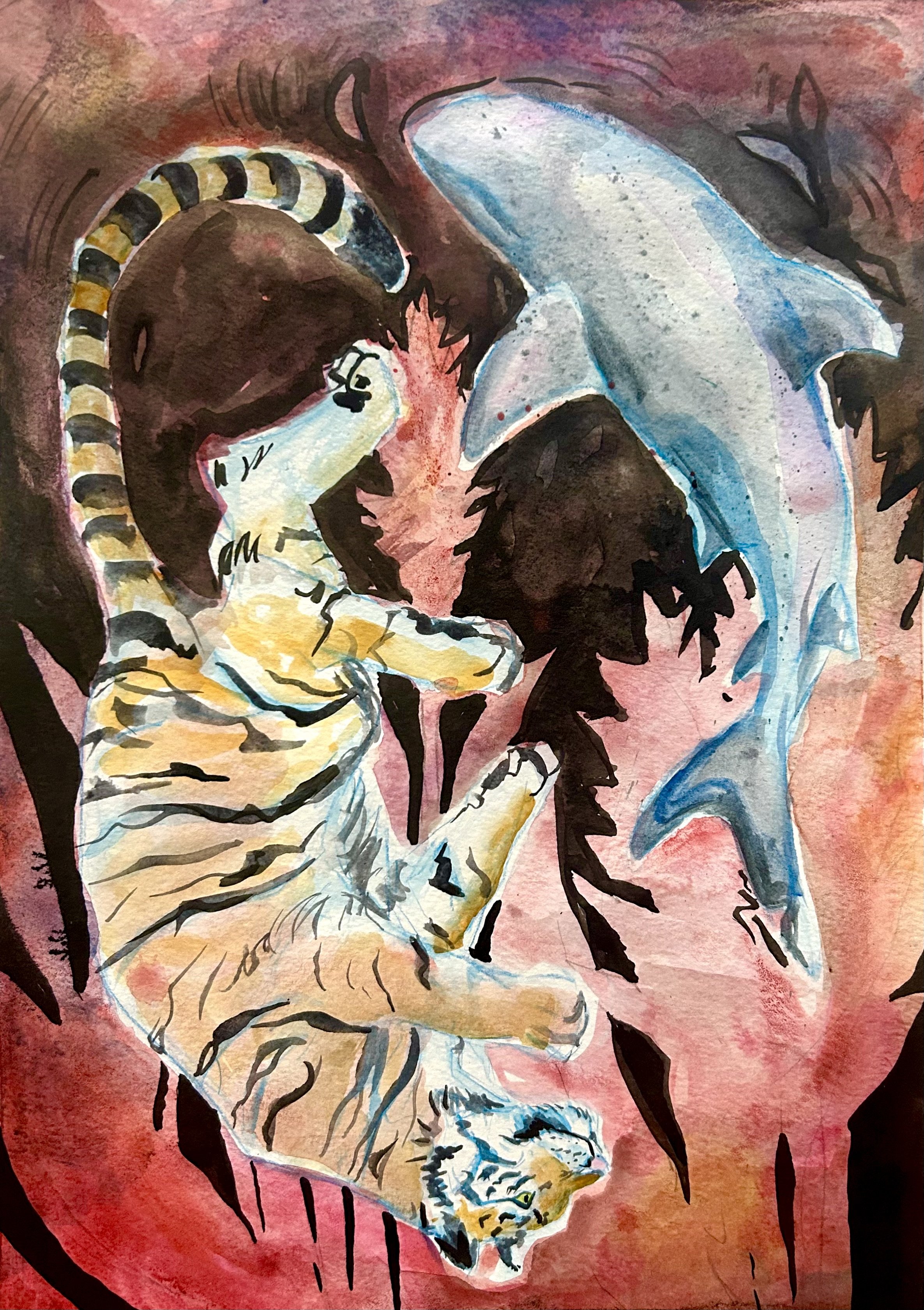 Not on the Same Page, Watercolor, 2026, 11x15