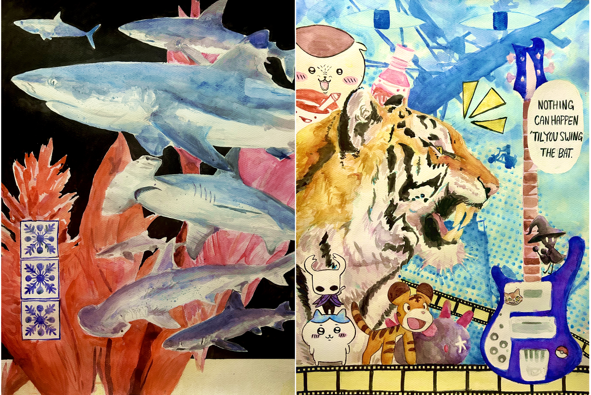 Cultural Dissonance Diptych, Watercolor, 2025, 18x24 each