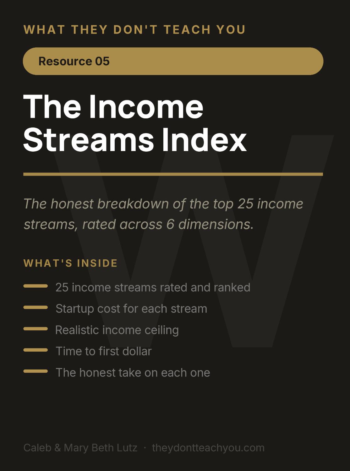 The Income Streams Index