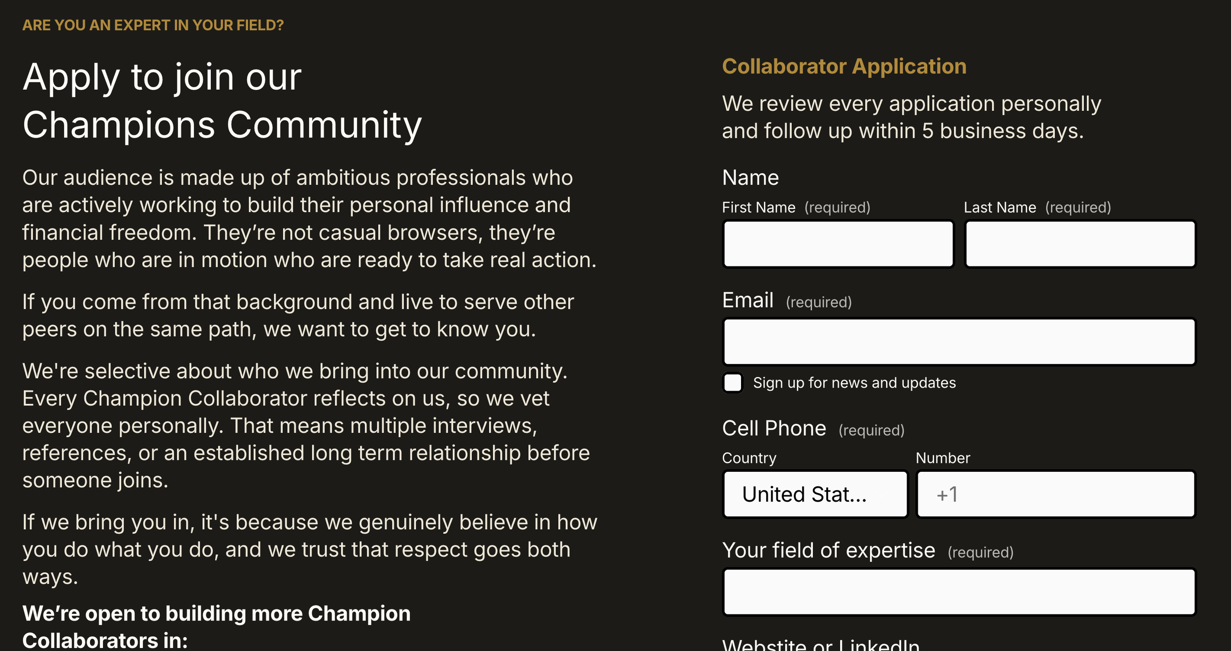Champions Community application