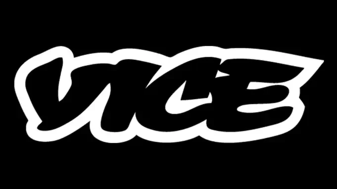 Vice Media logo in bold black and white graffiti-style letters on a black background.