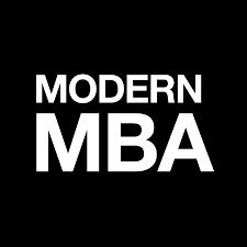 Modern MBA logo in white text on a black background