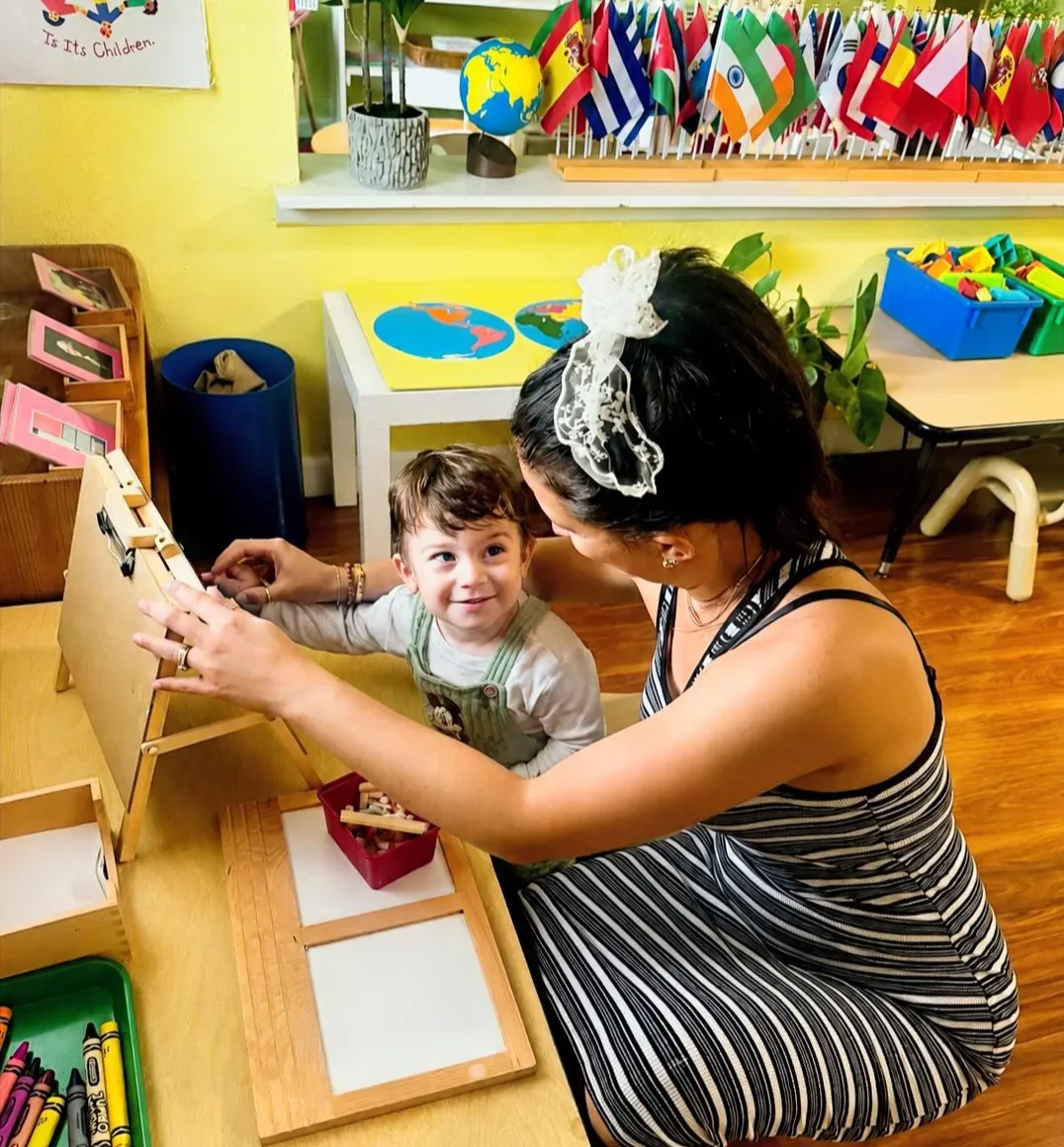 toddler drawing at a montessori school in austin, tx
