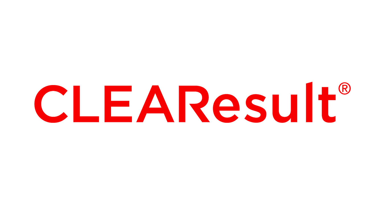 Logo with the word 'CLEARresult' written in red on a black background.