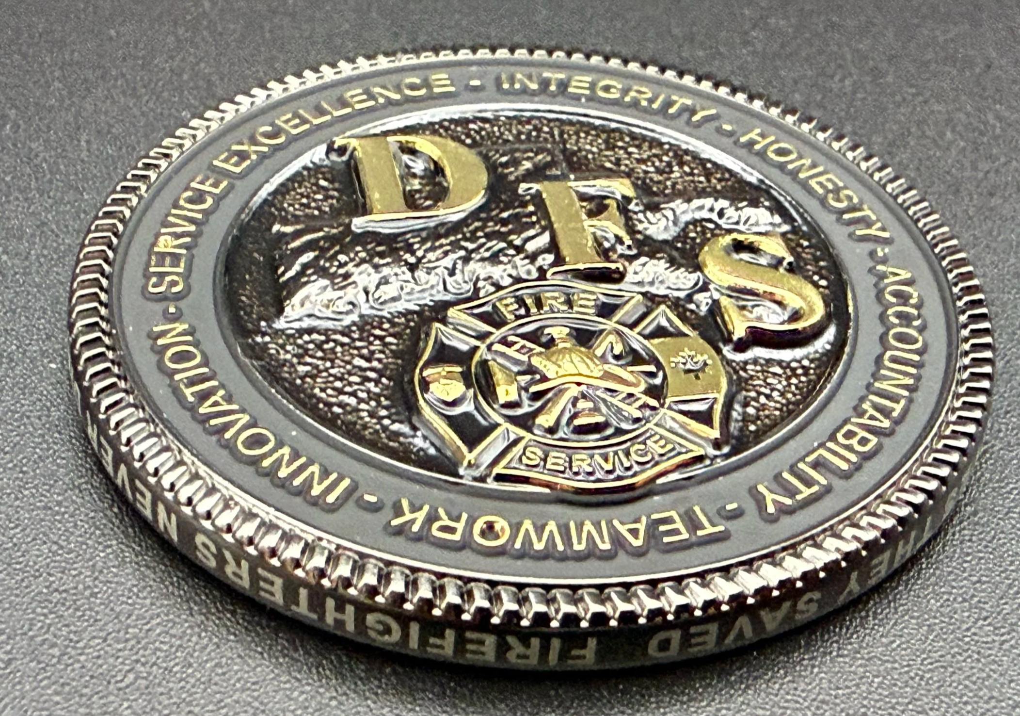 Dryden Fire Service, Dual Plated, 3D, Custom Laser Text