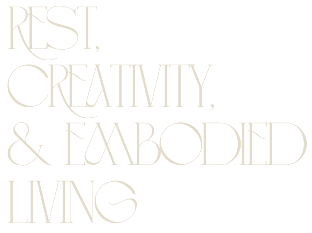Stylized quote in large, elegant font on a black background that reads, "Resist, Creativity, & Embodied Living."