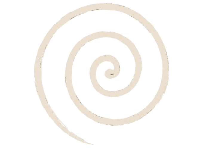 A black and white spiral design with a rough texture.