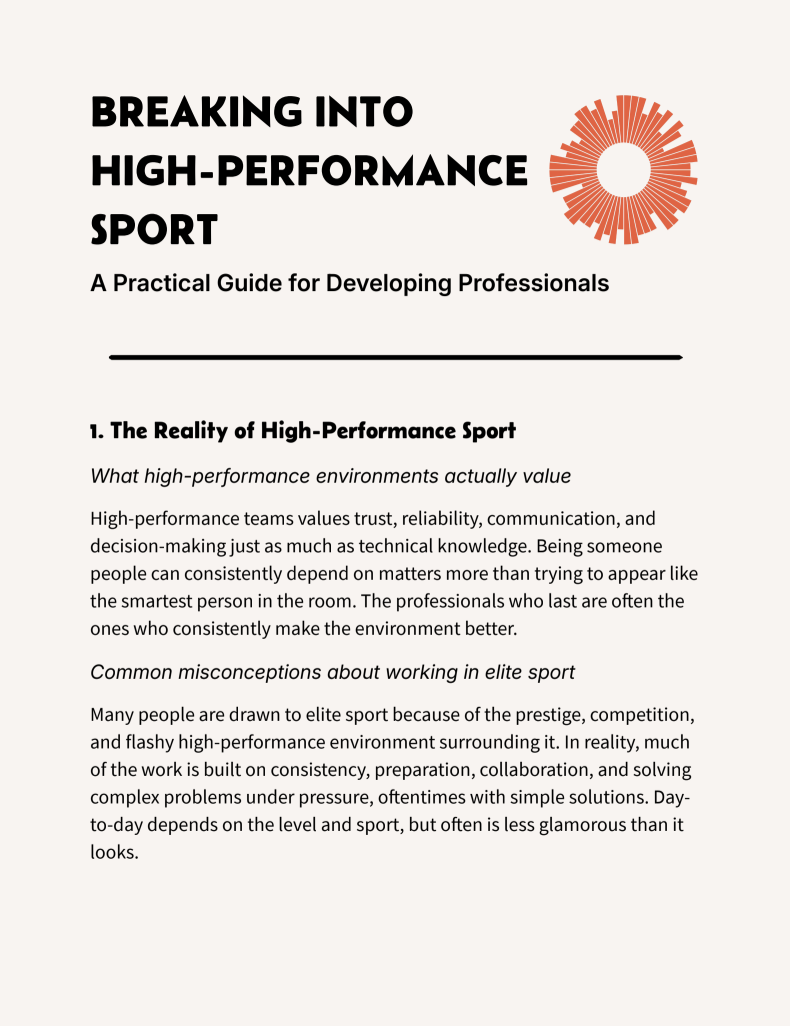 Breaking Into High-Performance Sport