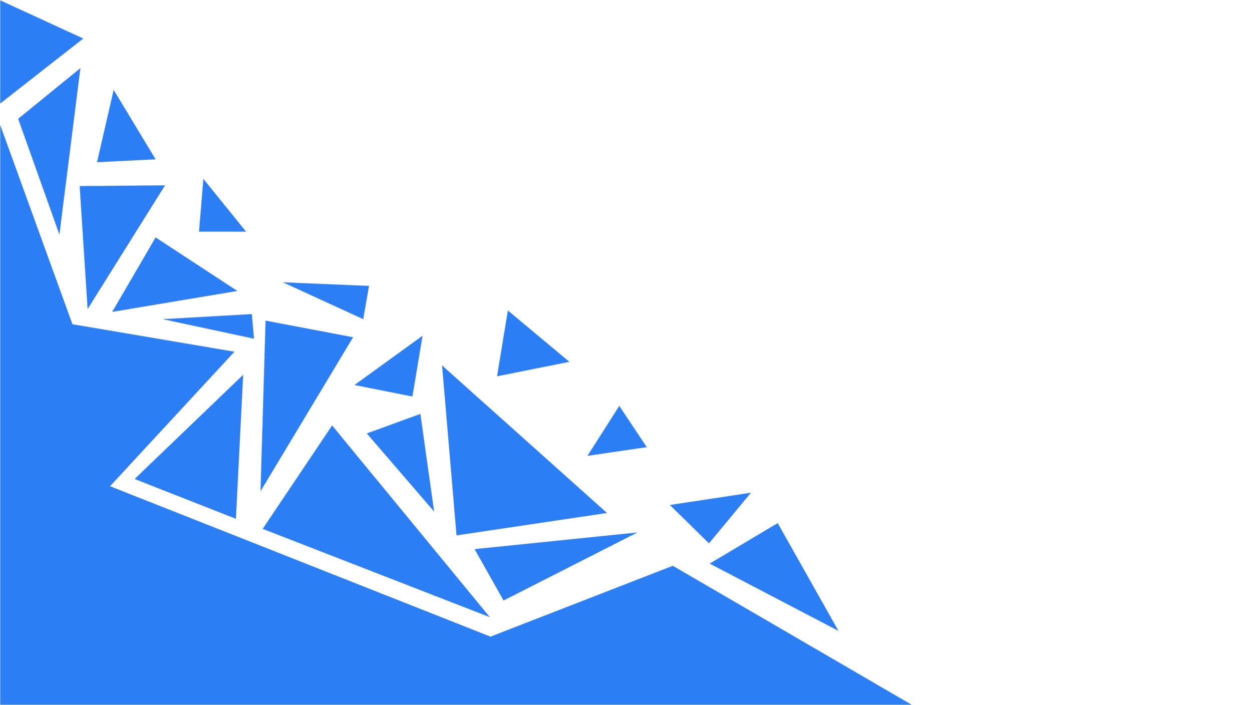 Stylized geometric illustration of a diamond with black outlines and blue facets on a split blue and black background.