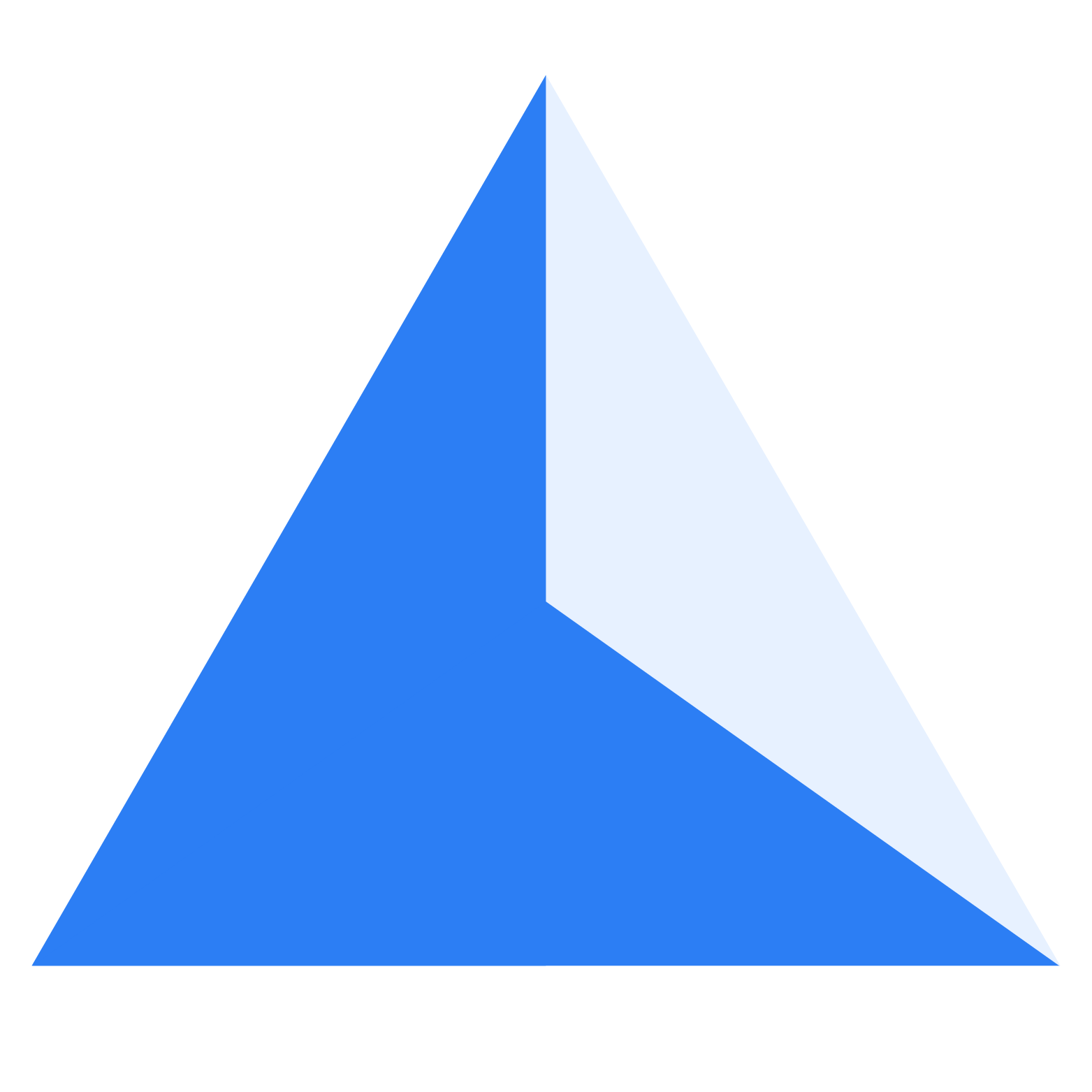 Close-up of a geometric star shape with blue, light blue, and white sections on a black background.