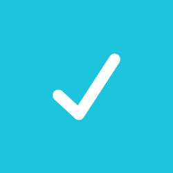 White check mark on a blue background