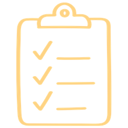 a line icon of a clipboard with three check marks