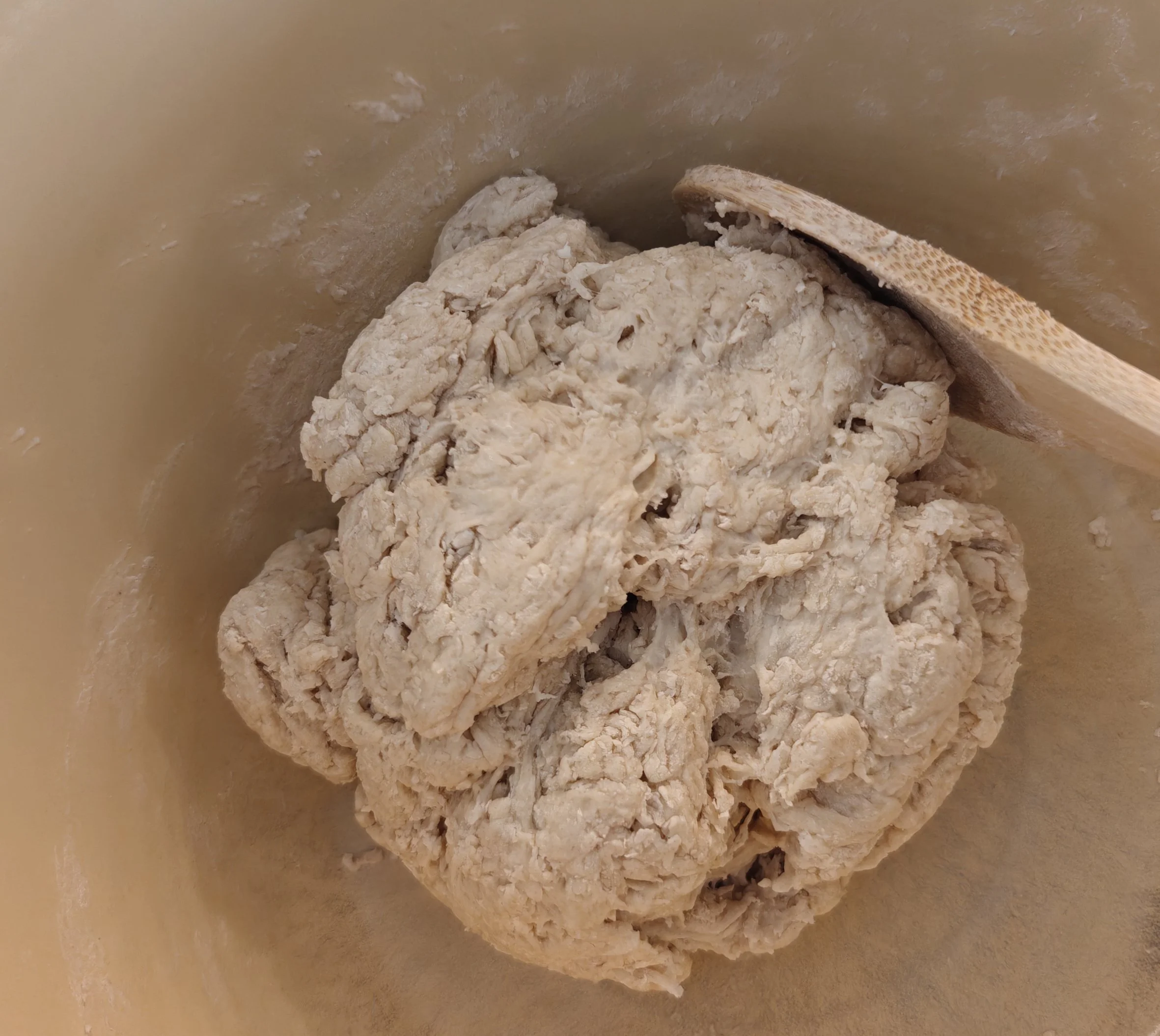 wet dough before kneading
