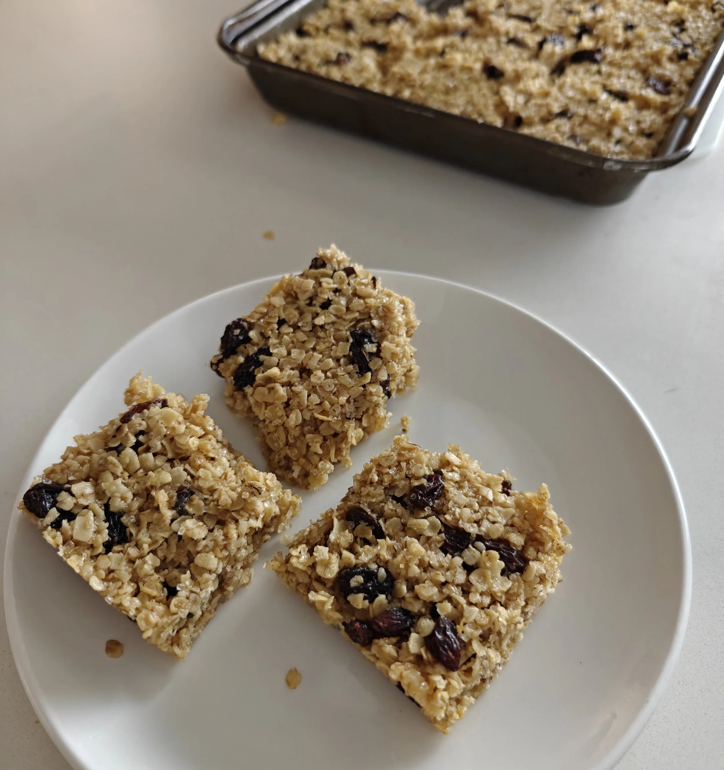 Flapjack with rum raisins - my favourite tray bake