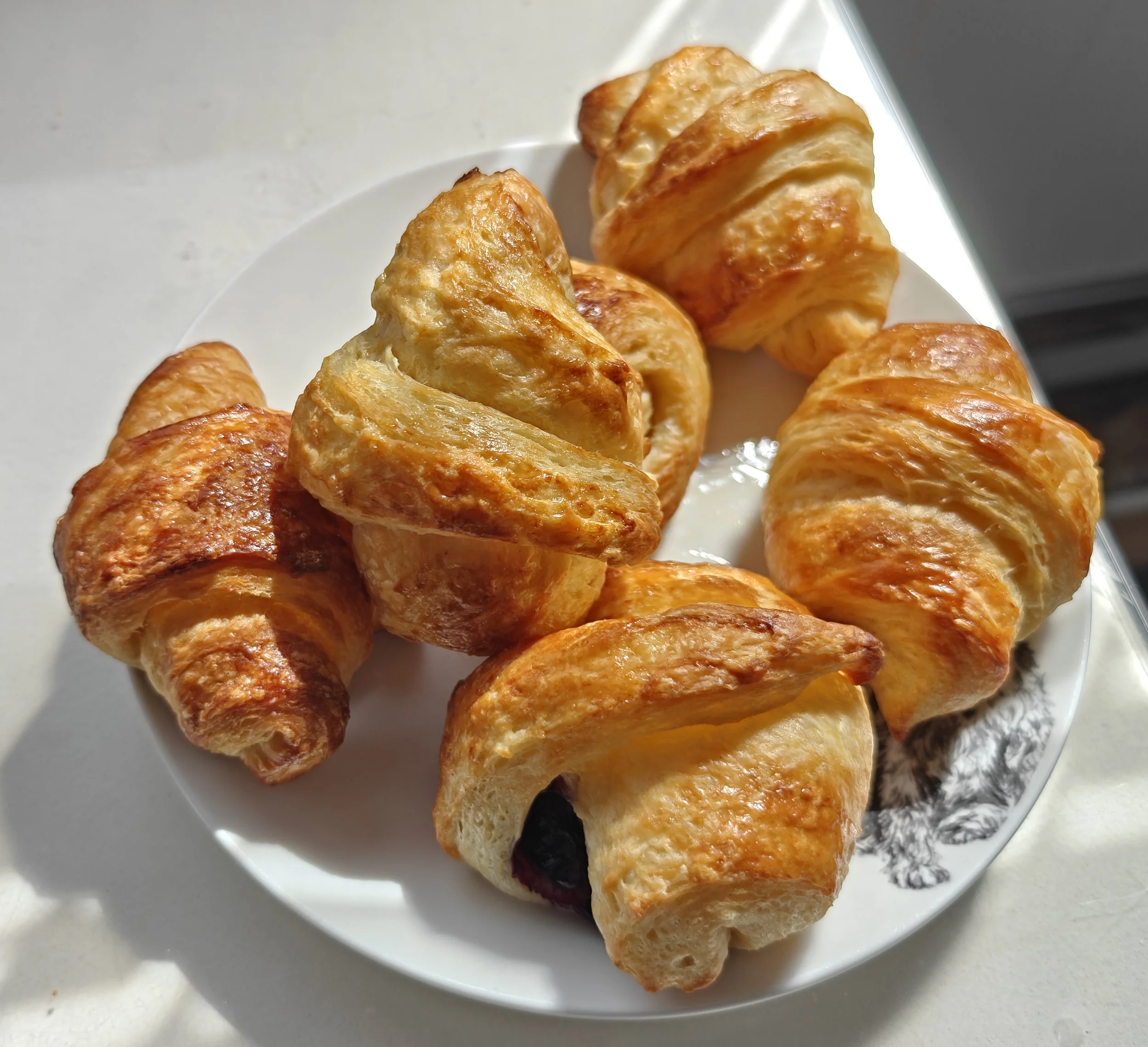 Baking croissants and pain au chocolat