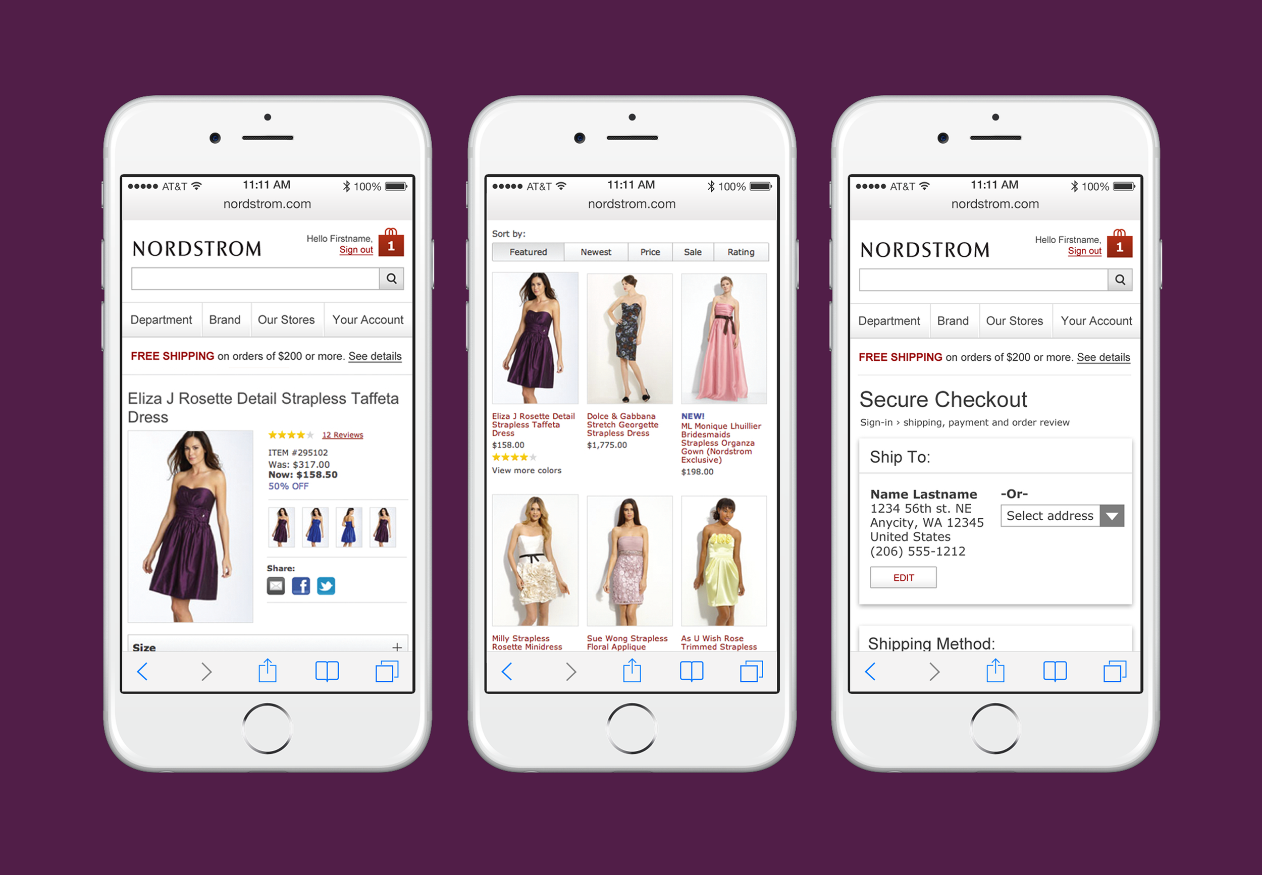 Nordstrom mobile website redesign