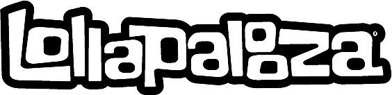 Lollapalooza logo in black and white.