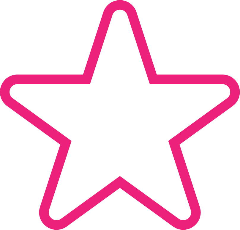 Outline of a star with a pink border and a white fill.