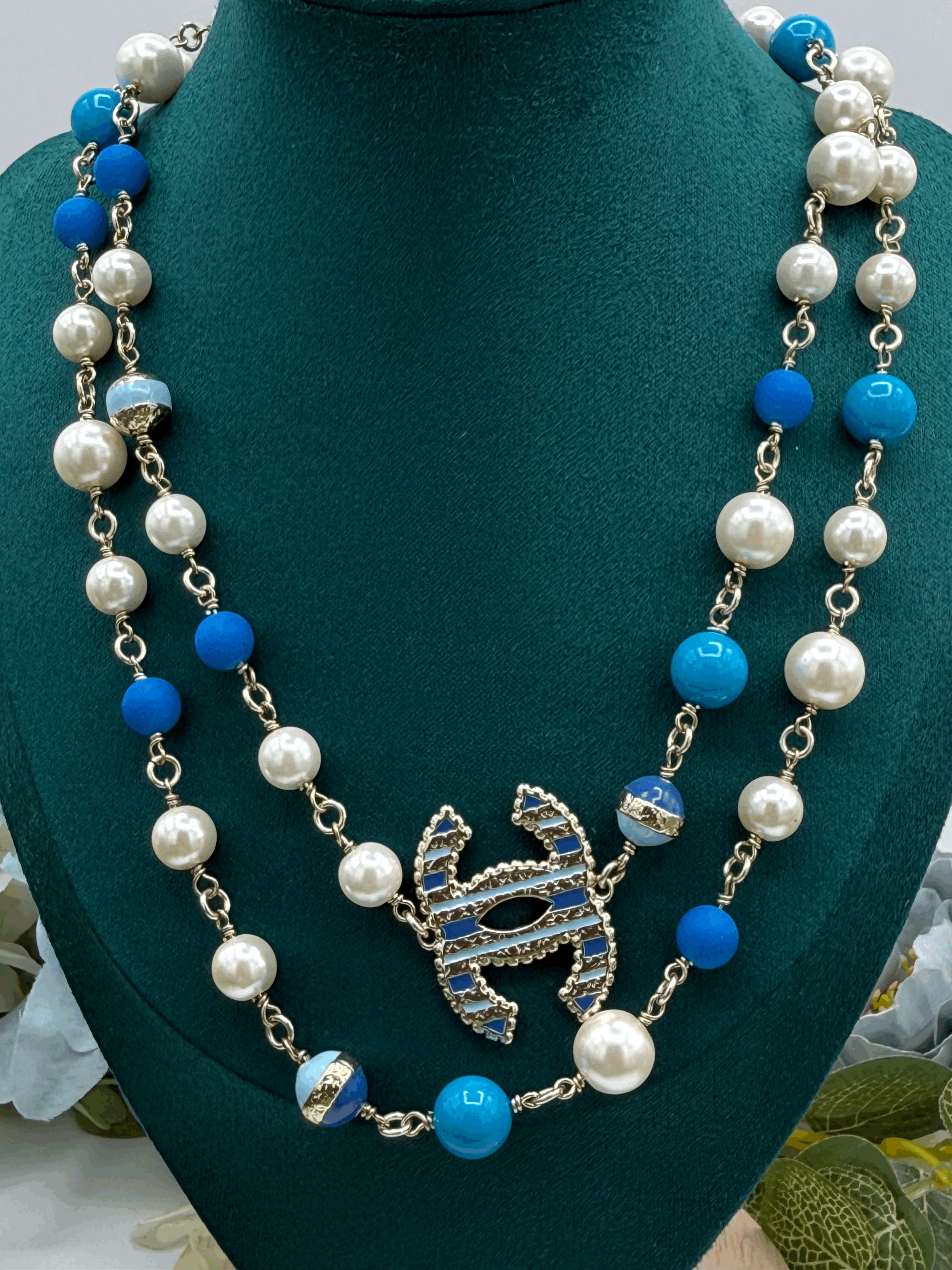 Blue Coral  CC Long Necklace