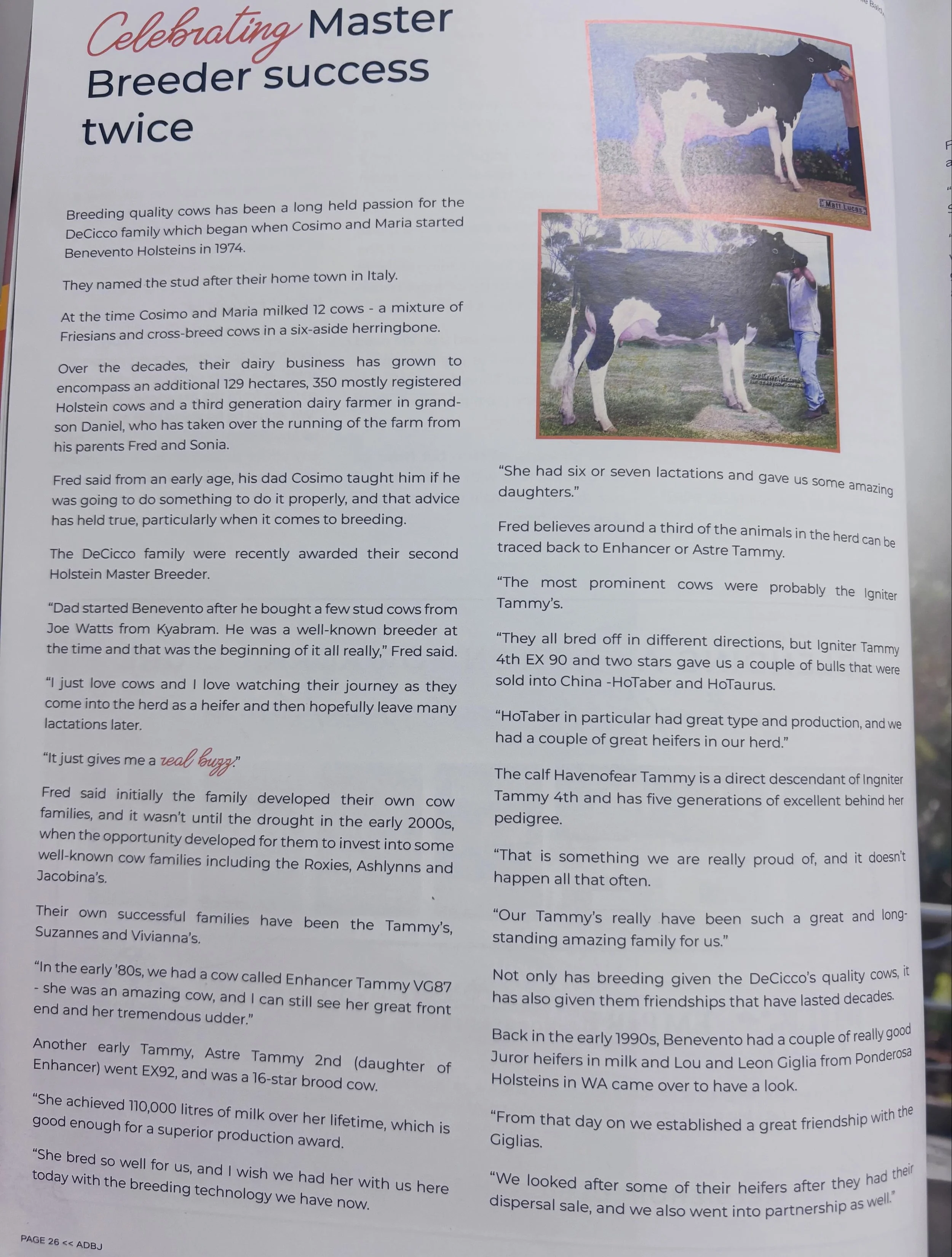 🔦 SPOTTED: DECICCO FAMILY 🔦 

A great story featuring the DeCicco family on recently receiving their second master breeder award. Congratulations on a fantastic achievement 👏🏻 

Source: Australian Dairy Breeds Journal #4 2026

#murraydairyregion 
