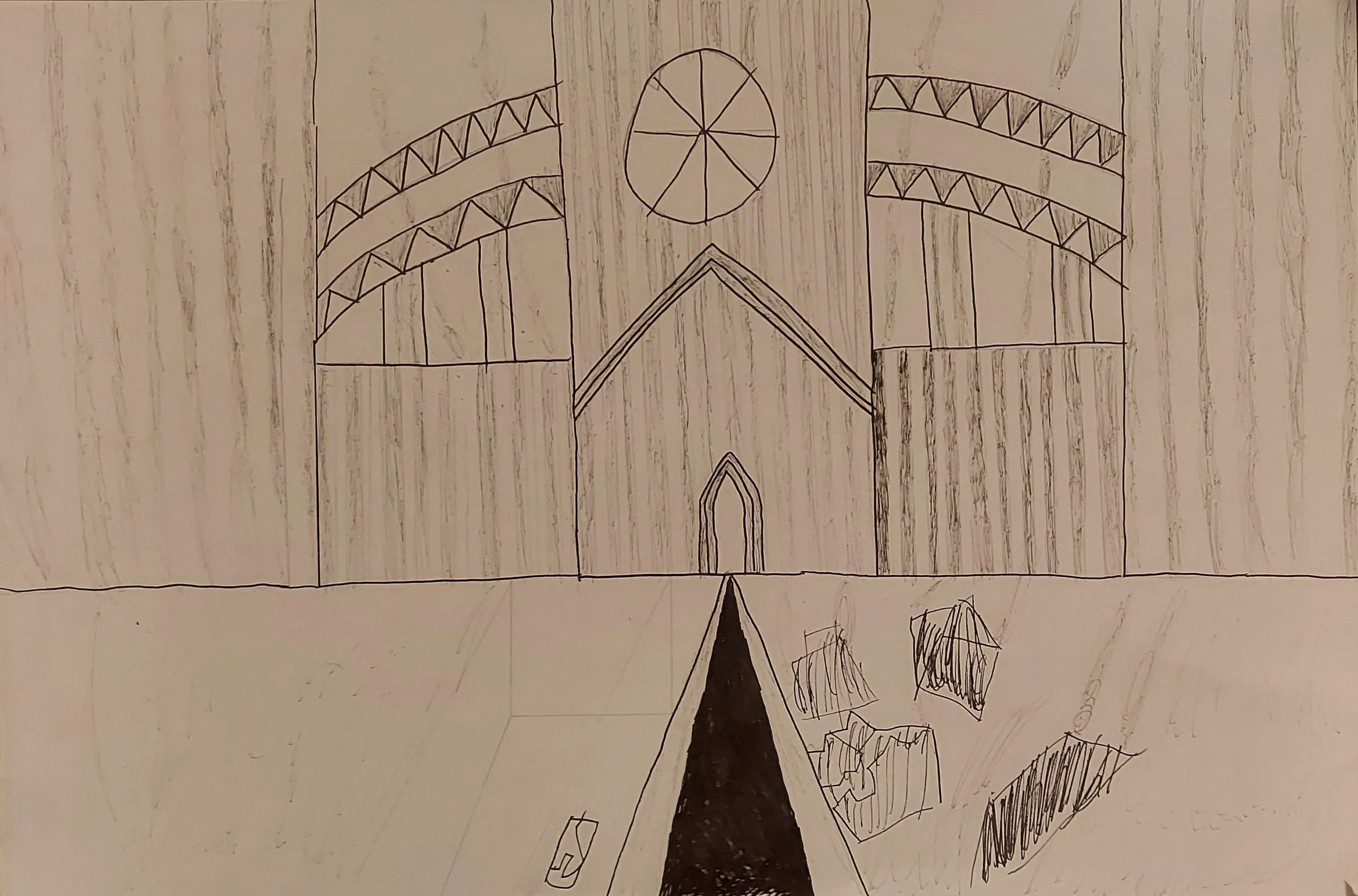 Ruined City, 2025, Ink on Paper