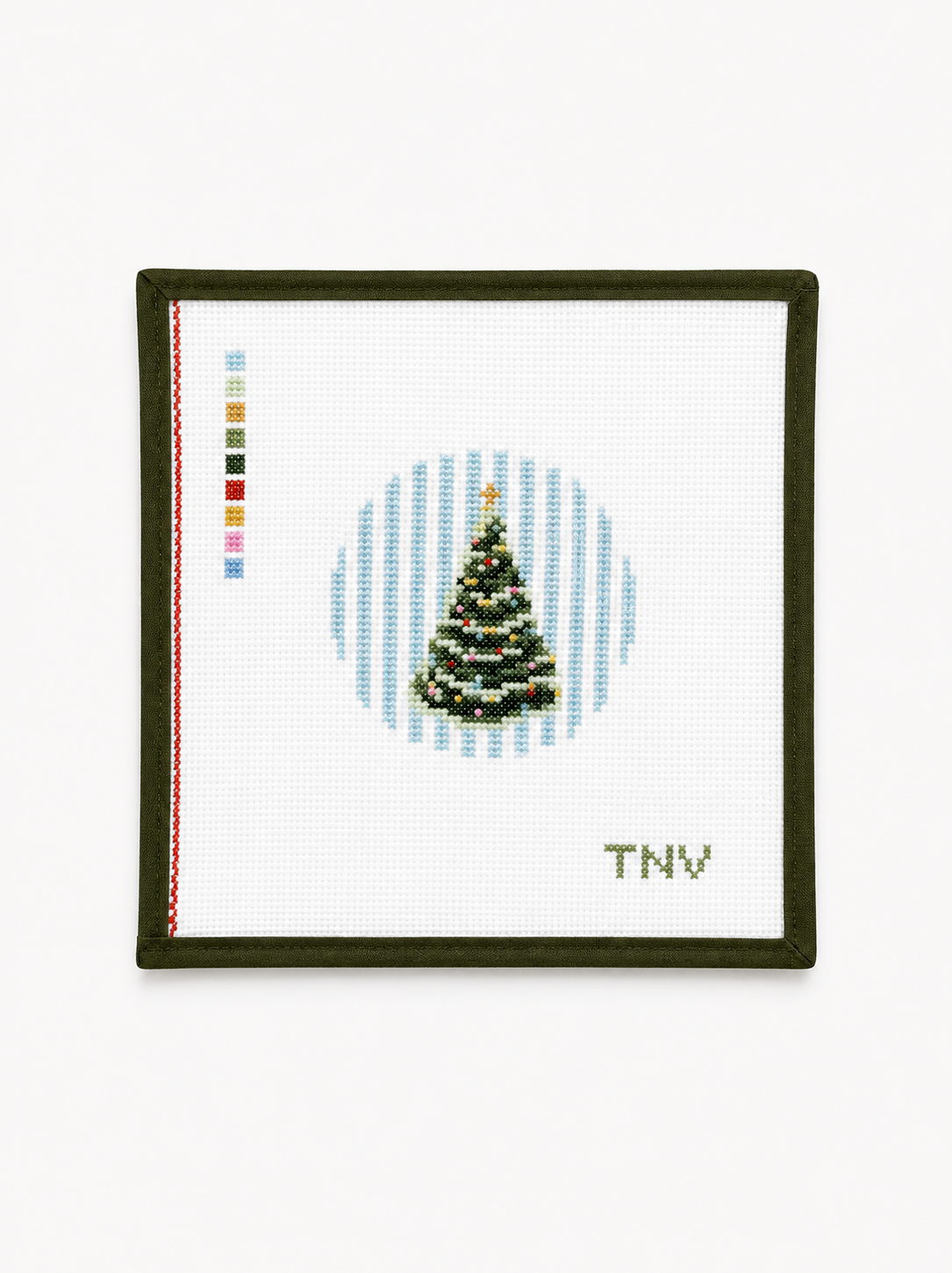Christmas Tree on Stripes Ornament