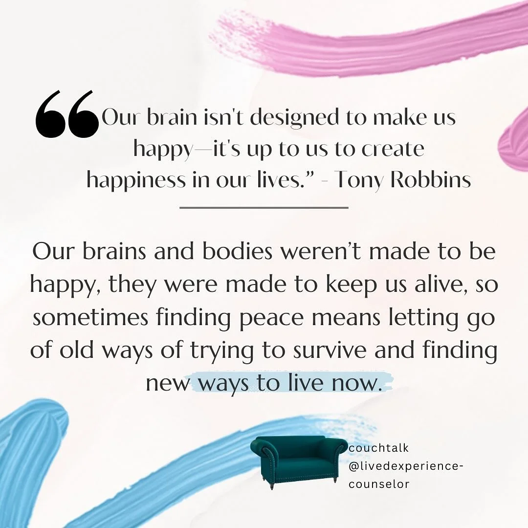 love talking about this to my clients all the time &mdash; our brains don&rsquo;t make it easy to be happy, we often have to DIY. That&rsquo;s what therapy can help with.