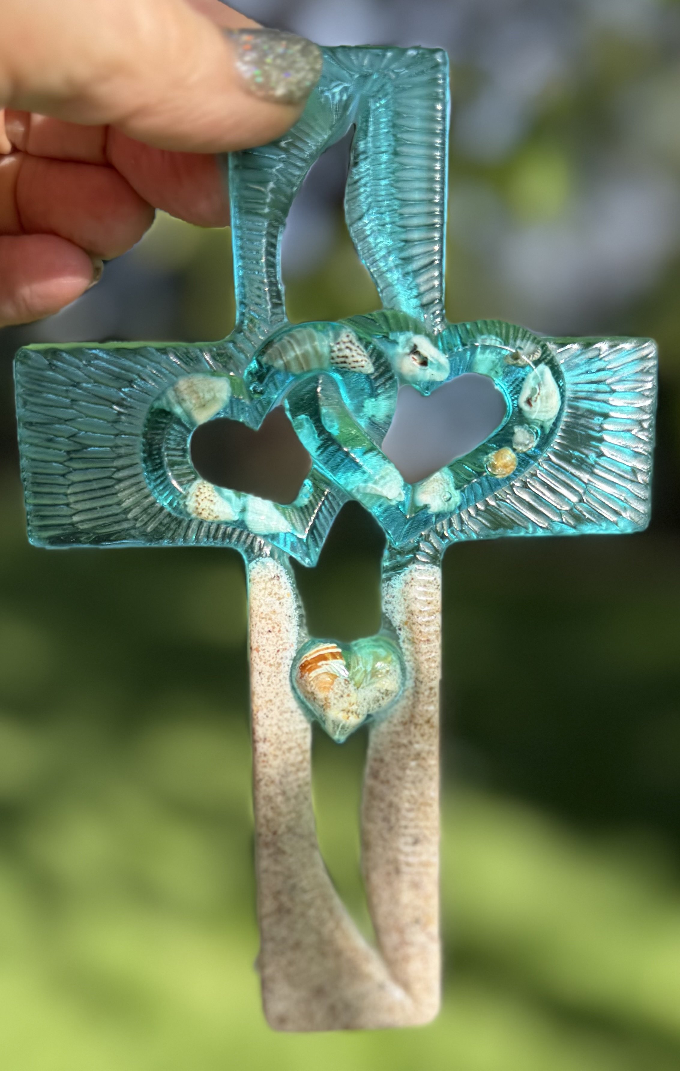 Ocean-Themed Resin Wall Hanging Cross