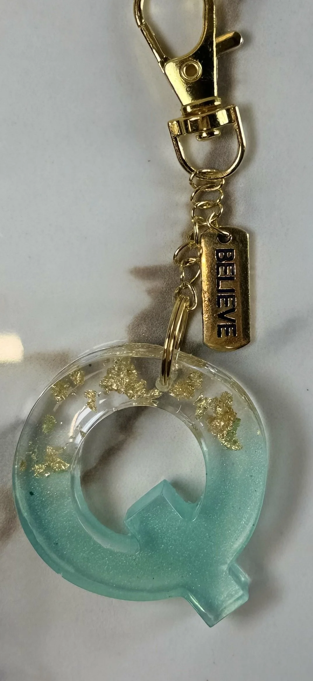 Resin 'Q' Believe Keychain #25