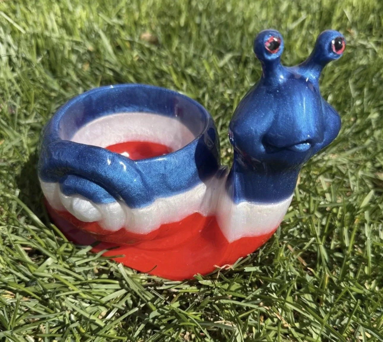 Patriotic Resin Snail Planter Set of 2