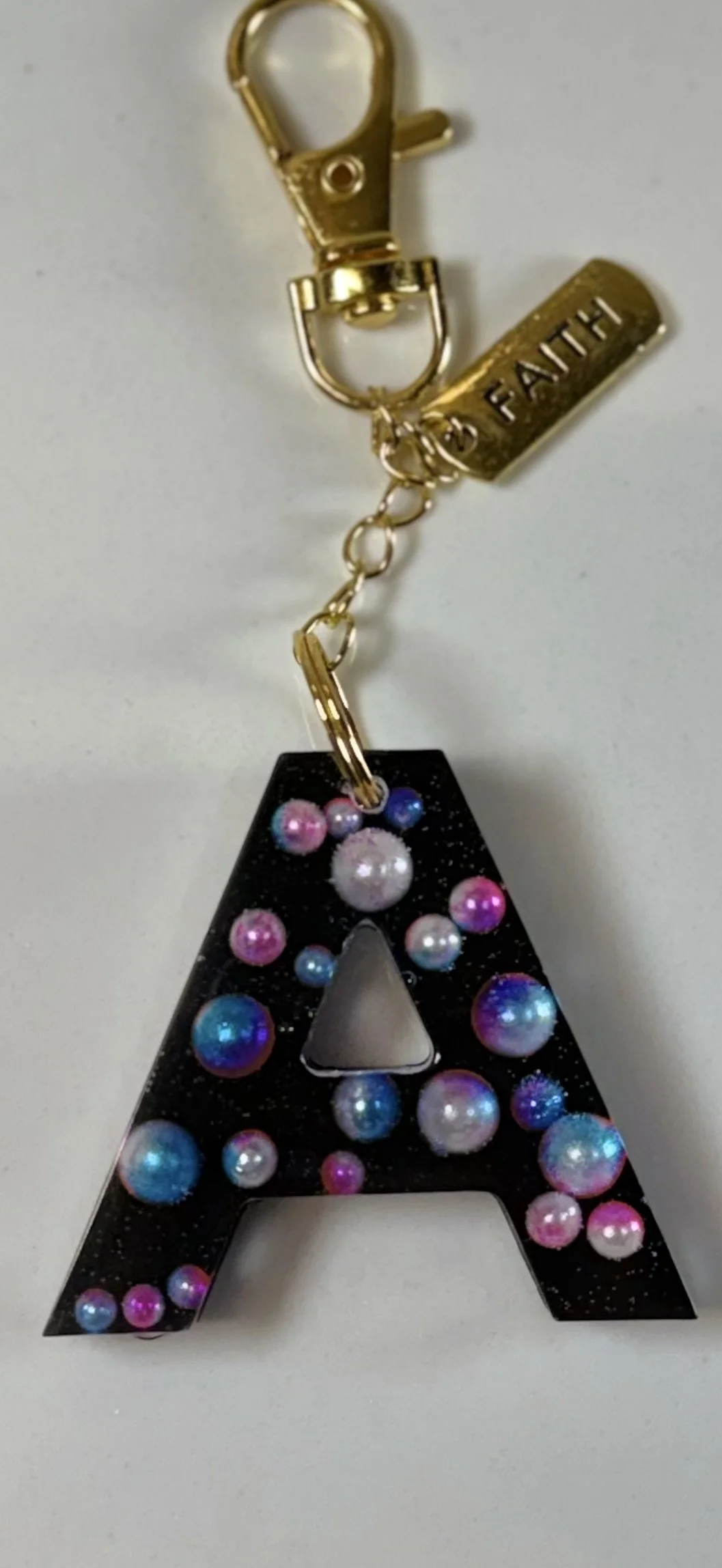 Elegant Faith Resin Letter A Keychain #63