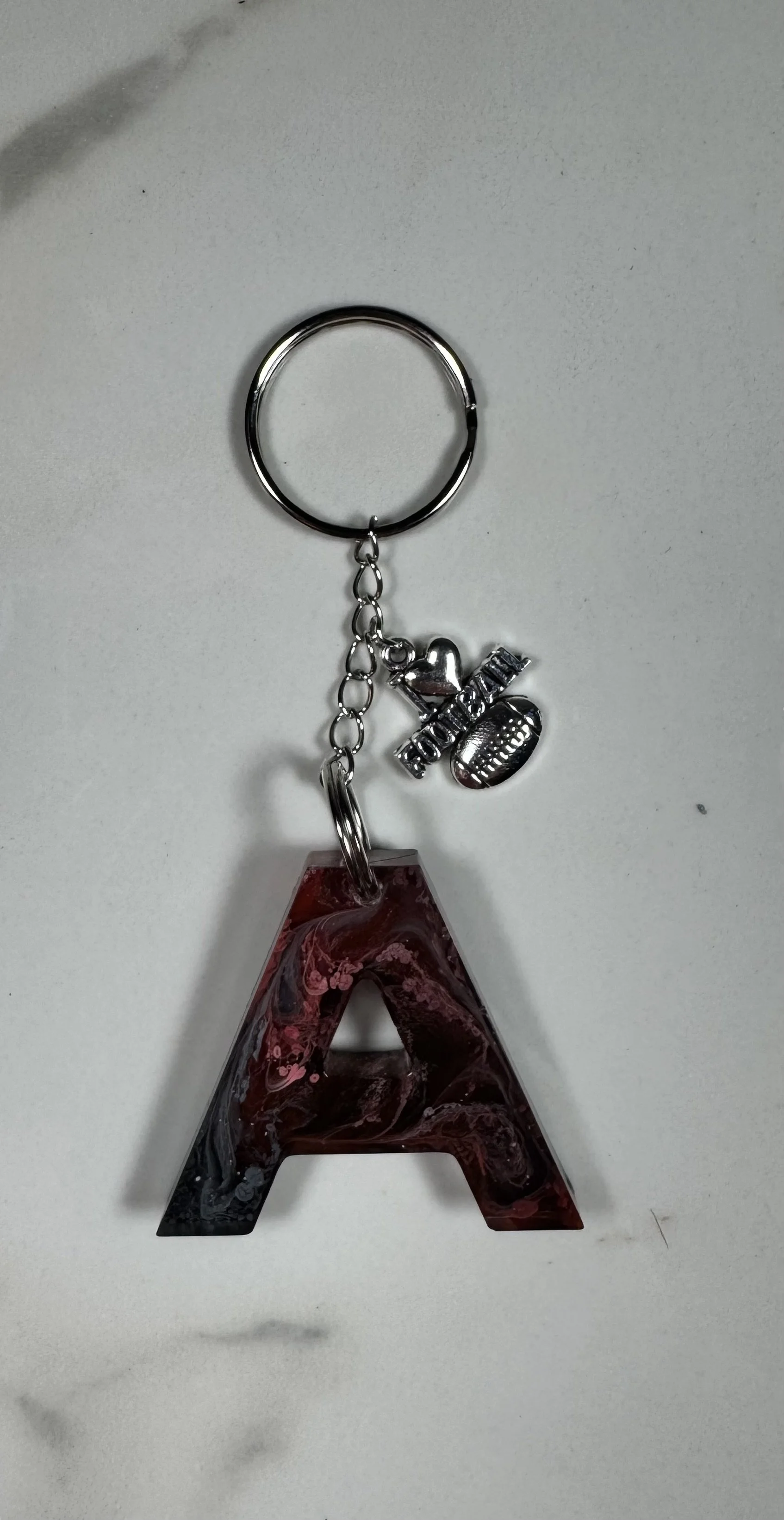 Resin 'A' Keychain with Football Charm #225