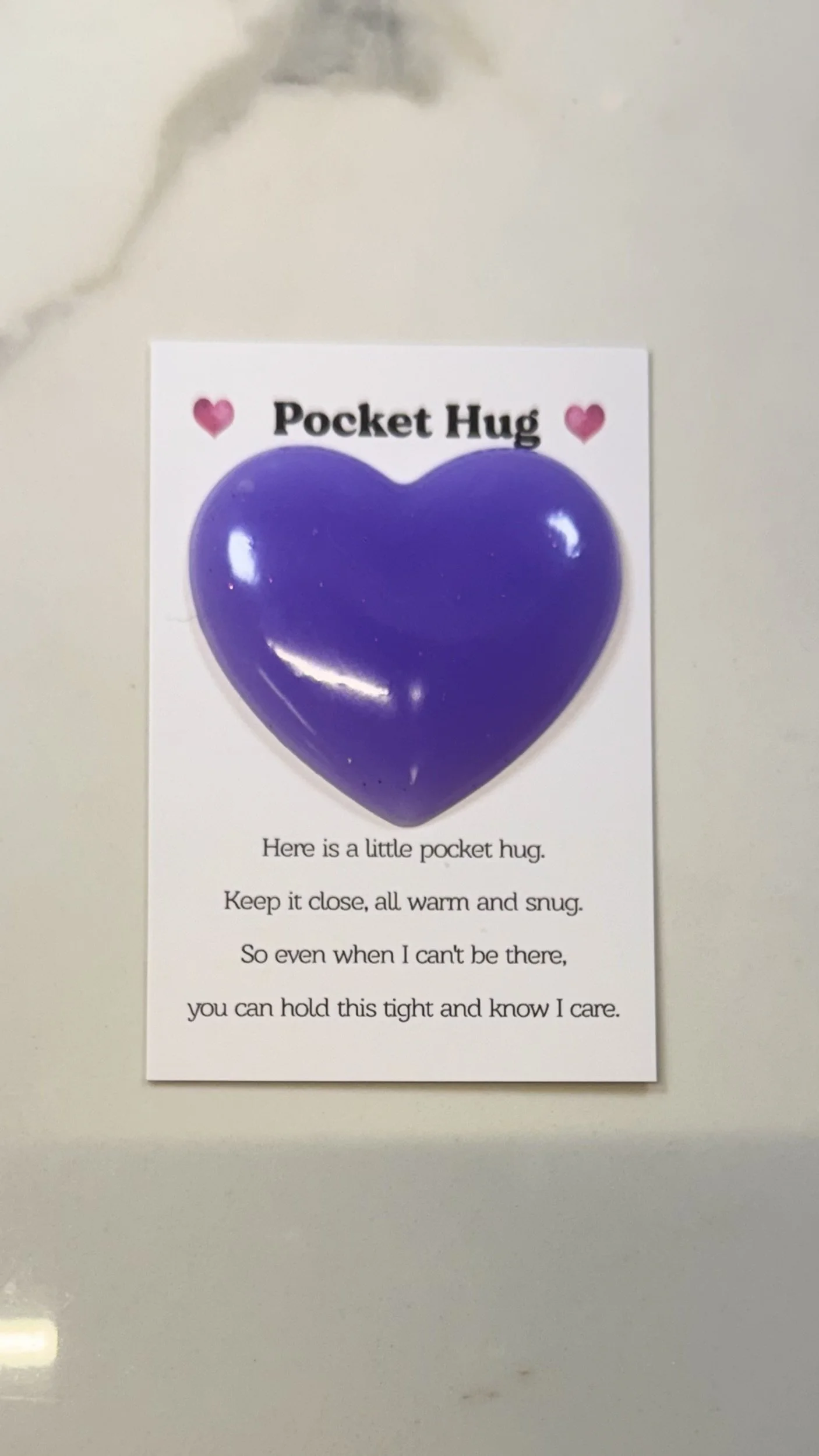 Handcrafted Resin Pocket Hug with Quote Card #536