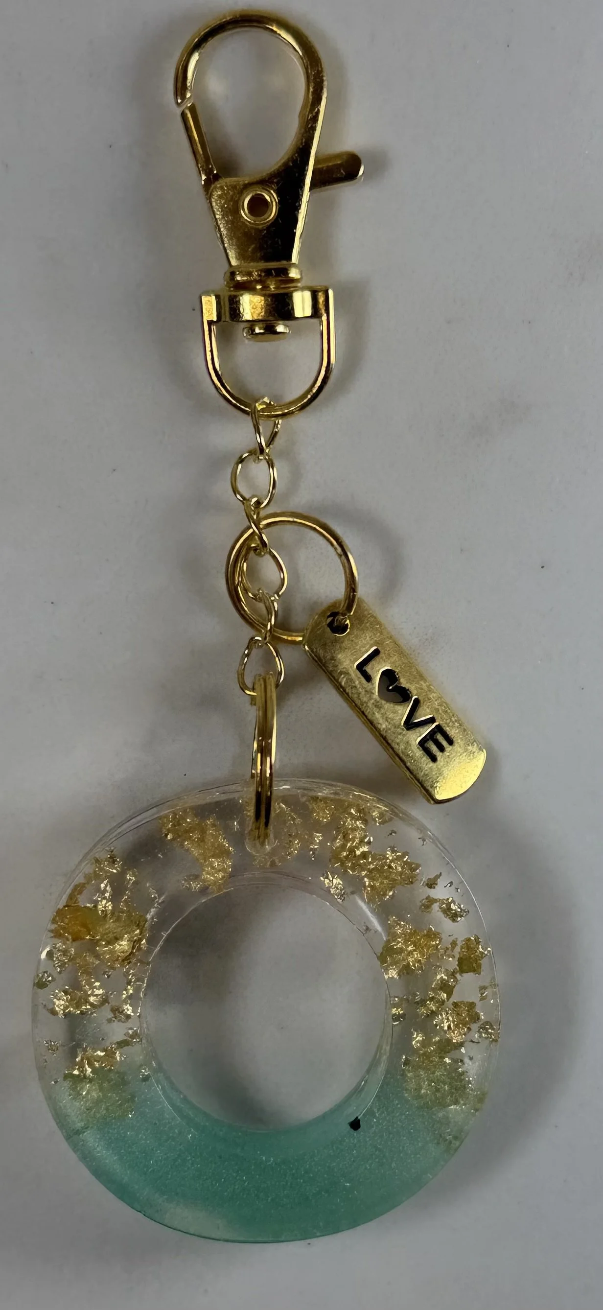 Elegant Resin Letter 'O' Keychain with Gold Accents #42