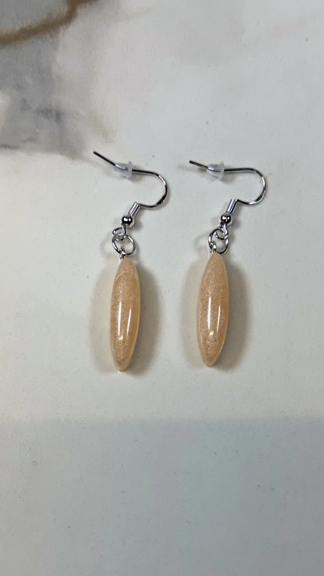 Sparkly Orange Resin Oval Earrings #51