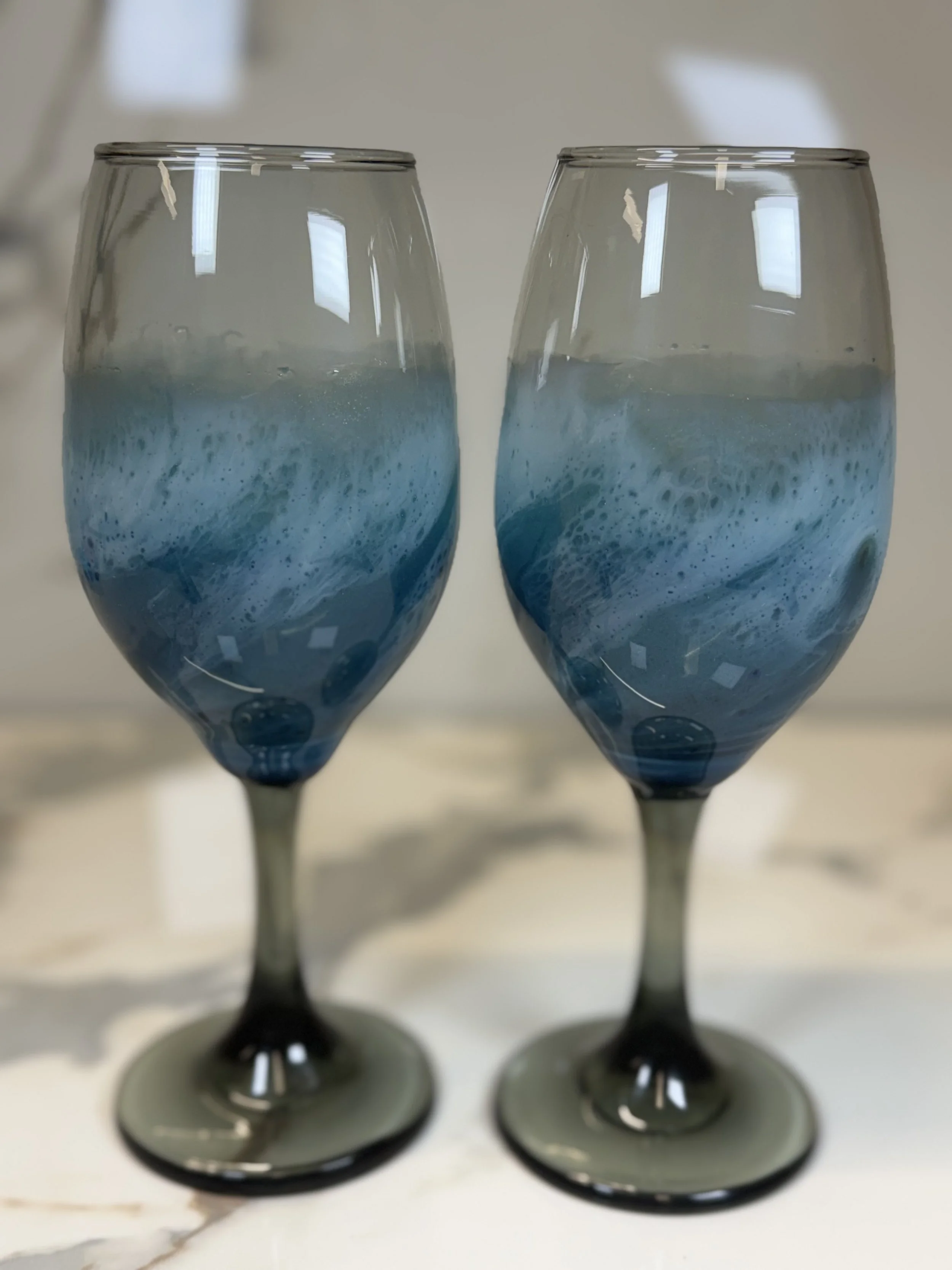 Ocean Serenity Resin Wine Glasses - Set of 2 #13